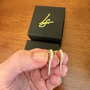 LUNA SKYE 14K YG Diamond Spike Hoop Earrings .50 tcw MSRP $1675